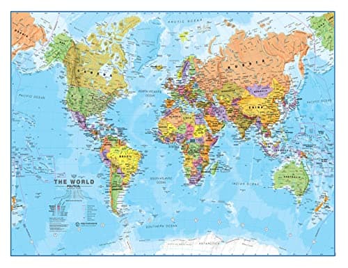 Image of World Map - Maps of the World -Political Front Sheet Lamination - 59.4 x 42 cm - Detailed Cartography Updated 2025 - Maps International