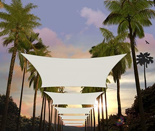 Image of Amgo 8' x 16' White Rectangle Sun Shade Sail Canopy Awning AGSL0816, 95% UV Blockage, Water & Air Permeable, Commercial and Residential