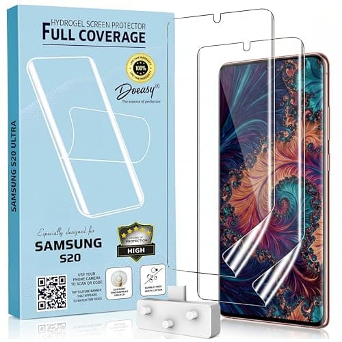 Image of Samsung S20 Screen Protector, 2 Pack Flexible TPU Film Gel Screen Protector for Samsung Galaxy S20, Fingerprint ID Compatible, Full Screen Coverage, Video for Bubble Free Installation, Case Friendly