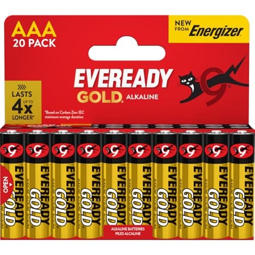 Image of Eveready Gold by Energizer - AAA Battery (20 Pack) - Triple A Batteries - 1.5V Alkaline - Reliable Power For Every Day Devices - 10 Year Shelf Life