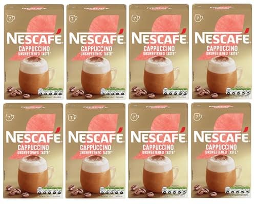 Image of NESCAFÉ Cappuccino Unsweetened Instant Coffee Sachets x7 (Pack of 8, Total 56 Sachets)