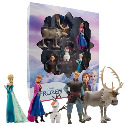 Image of Bullyland 13413 Toy Figures Anniversary Set Princess Elsa, Anna, Kristoff, Sven and Olaf from Walt Disney Frozen, Ideal as a Small Gift for Children from 3 Years