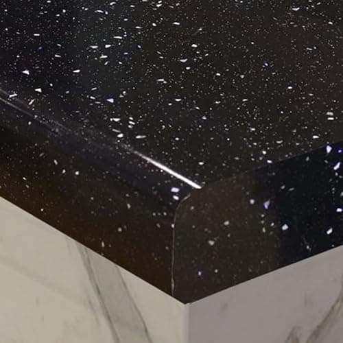 Image of Black Sparkle Laminated Kitchen Worktop 3m x 600mm x 38mm, Waterproof Easy to Instal Oak Laminated Countertops