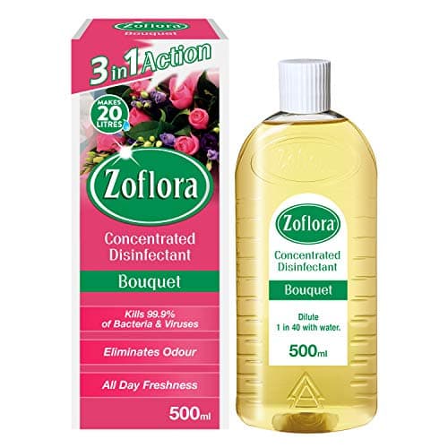 Image of Zoflora Bouquet All Purpose Concentrated Disinfectant Liquid, Antibacterial and Multi-Surface, Pet Safe Disinfectant, Kills 99.9 Percent Of Bacteria and Viruses, 1 X 500 ml