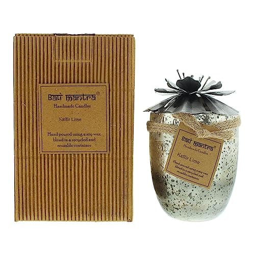 Image of Bali Mantra Hibiscus Glass Silver Kafir Lime Candle 500g