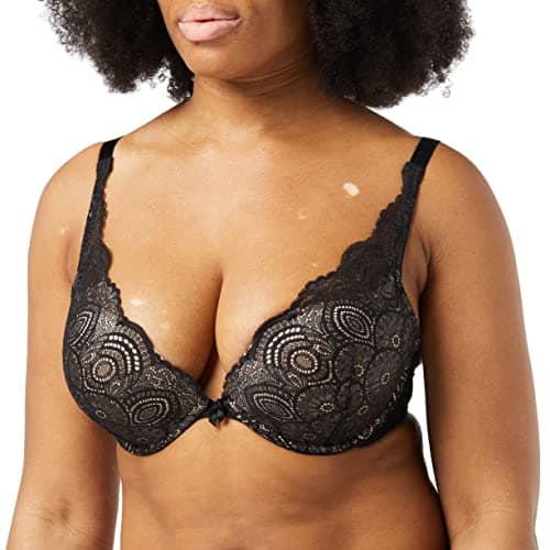 Image of Wonderbra Women Cleavage Triangle Bra Triangle Bra, Black, 38D