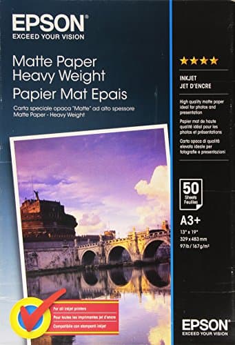 Image of EPSON Matte heavyweight paper inktjet 167g/m2 A3+ (Pack of 50 sheets)