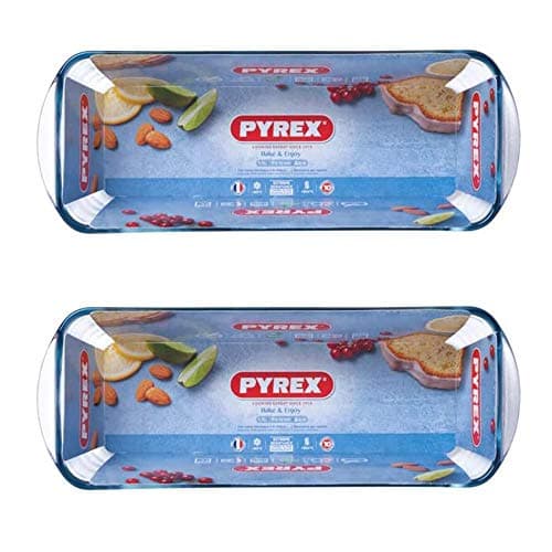 Image of Pyrex Glass Loaf Pan Dish High Resistance 30cm Clear/Transparent (Pack of 2)