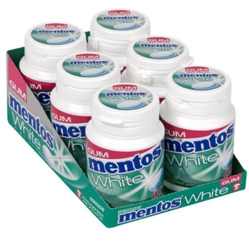 Image of Spearmint Mentos White Sugar Free Chewing Gum - 40 Pieces Tub (Pack of 6)