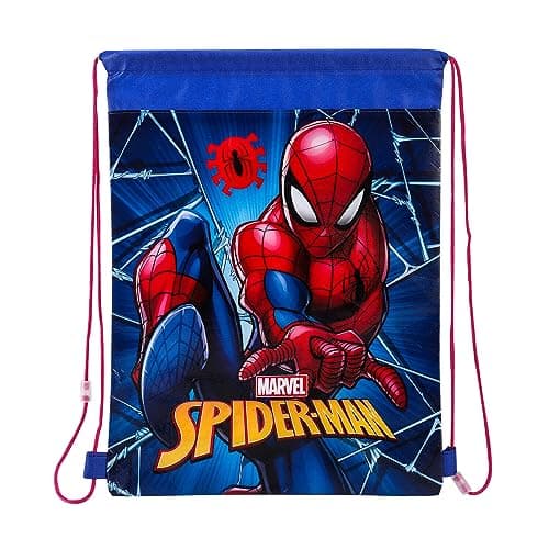 Image of Marvel Kids Children Boys Spiderman Gym Bag Swim Shoe PE drawstring School Spider-Man Trainer Travel Tote Bag