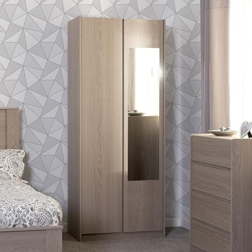 Image of Seconique Paris 2 Door Mirrored Wardrobe in Smoked Ash Effect