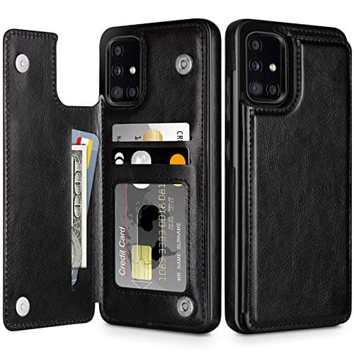 Image of Coolden for Samsung A71 Case Shockproof Case for Samsung A71 Wallet Case Cover with Card Holder Slot Flip Folio Soft PU Leather Magnetic Closure Protective Case Cover for Samsung Galaxy A71 (Black)