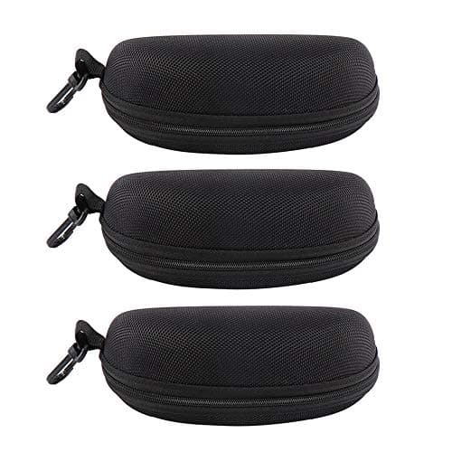 Image of EKdirect 3pcs Sunglasses Case Hard Protective Eyewear Eyeglasses Glasses Box with Zip Hook (Black)