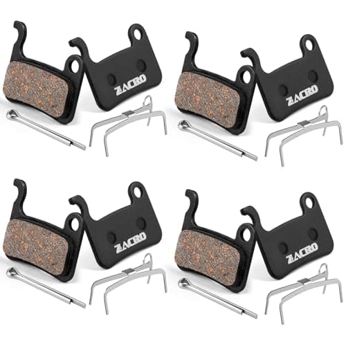 Image of Zacro 4 Pairs Bike Brake Pads, Semi-Metallic Bicycle Disc Brake Pads Fit for Tektro Shimano TRP Deore Br-M575 B01s Mt200 M525 M515 T615 T675 M505 M495 M486 M485, MTB Ebike Brake Pads Replacement Kit