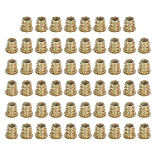 Image of sourcing map 58 Pcs Threaded Inserts for Wood, Zinc Alloy M6 Thread Inserts Nuts Hex Socket Drive Screw 10mm Length for Furniture, Cabinet, Tables and Chairs
