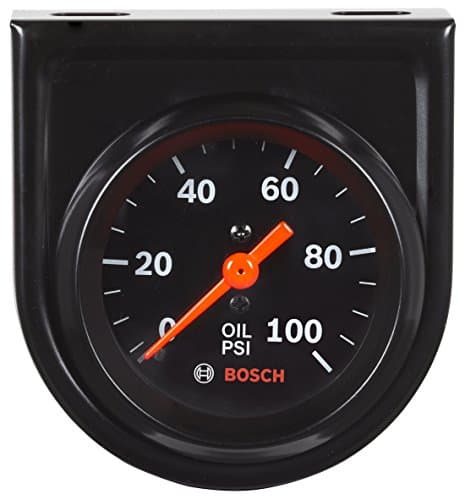 Image of Bosch Actron SP0F000052 Style Line 2" Mechanical Oil Pressure Gauge (Black Dial Face, Black Bezel)