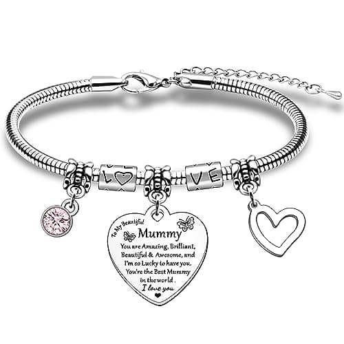 Image of HULALA Best Mummy Charm Bracelet Jewellery Gifts For Mothers Day Birthday Christmas Presents From Daughter Son You Are Amazing Brilliant Beautiful Awesome I Love You