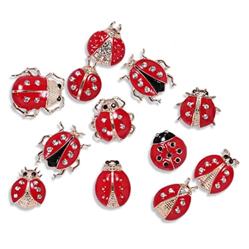 Image of Seven Star Cute Insect Brooch Set - Ladybug, Rhinestone Drip Oil Enamel, Cartoon Animal Shape - Hobby Jewelry & Gifts