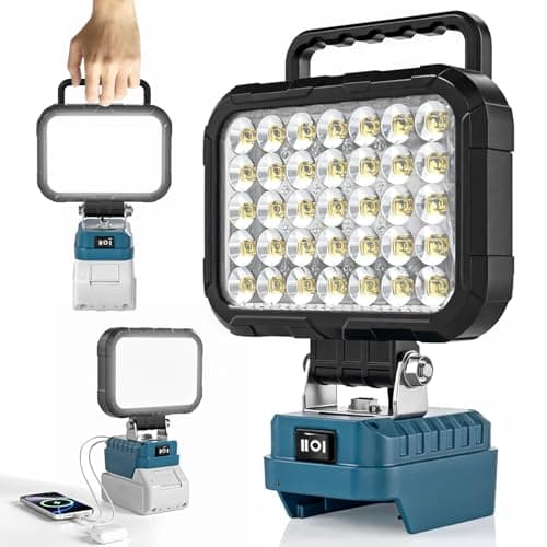 Image of LED Cordless Work Light Compatible with Makita 18V Battery, 78W 10000LM Portable Flashlight Jobsite Spotlight 2 USB Charging Port, 145° Adjustable Angle Repairing Camping Fishing Emergency(No Battery)
