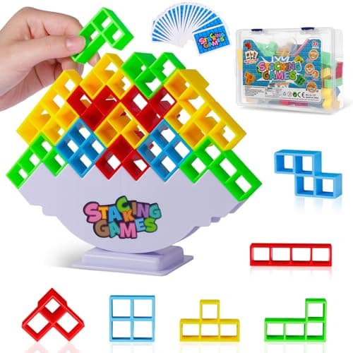 Image of Anpole Balance and Play - Tetra Tower Stacking Blocks Game, Fun and Educational Entertainment for Kids, Board Games for Family, Parties, Travel Building Blocks (48 PCS)