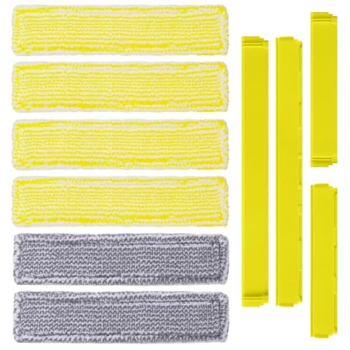 Image of Wiseten Accessories for Kärcher Window Vacuum Cleaner WV6 WV 6 Plus WV7, 6 Pieces Microfibre Mop Covers and 4 Pieces Rubber Blade Puller Replacement Accessories for Kärcher WV6 WV 6 Plus WV7