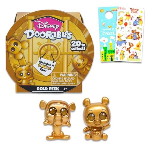 Image of Doorables Doorables Gold Peek Collector Pack - Bundle with 2 Disney Doorables Mini Peek Gold Figures for Kids and Adults Plus Stickers, More | Disney Mini Figures