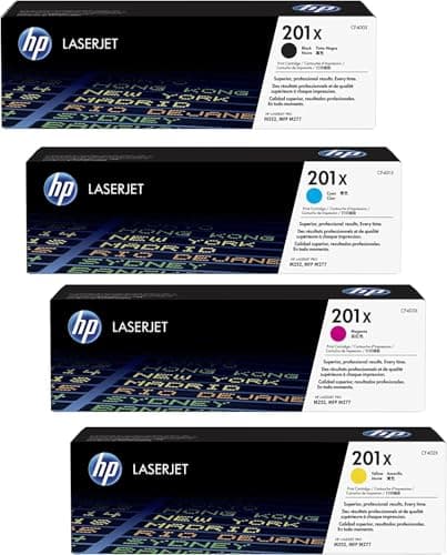 Image of HP 201X High Yield Original Genuine Toner Cartridges Black, Cyan, Magenta, Yellow Multipack Set in original boxes with Hologram for Color Laserjet Pro M252, M277, M274 Box with Hologram