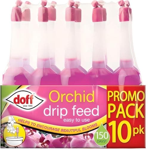 Image of ASA® Doff Orchid Plant Drip Feeders - Ready to Use Drip Feed - Hanging Basket & Tubs - Fertilizer Food Growth Nutrients Bottles - Helps to Encourage Vibrant Colours & Bloom - House Plant Food 10 Pack