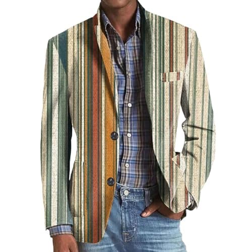 Image of sutelang lurryly Double Breasted Blazer for Men, Formal Jackets for Men UK, Men's Blazers Casual Business Suit Jacket Vintage Tweed Jacket Floral Print Stylish Coats Chic Jackets