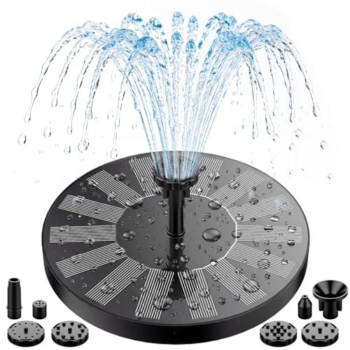 Image of AISITIN Solar Water Fountain, Upgrade Circular Bird Bath Water Pump with 6 Nozzles Floating Water Feature Fountain Pump for Outdoor Small Pond, Patio Garden and Fish Tank
