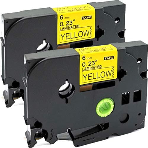 Image of NEOUZA 2PK Compatible for Brother P-Touch Laminated TZe TZ Label Tape Cartridge 6mm x 8m (TZe-611 Black on Yellow)