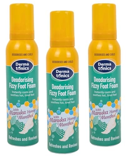 Image of Dermatonics Deodorising Fizzy Foot Foam | Refreshing Menthol & Manuka Honey Formula for Long-lasting Comfort | Suitable for Diabetics | Cools & Soothes Tired Feet | 3 x 150 ml