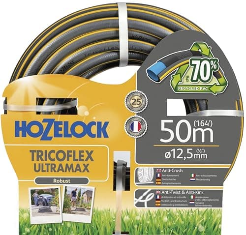 Image of HOZELOCK - Ultramax Hose 12.5mm x 50 m, Up To 70% Recycled PVC, Robust, Weather-Resistant, Anti-Twist, Anti-Kink and Anti-Crush Hose, [7950P0000], Grey