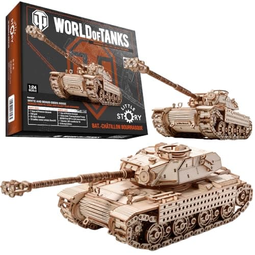 Image of little story World of Tanks Tank 3D Wooden Model - Tank Battle Truck Official Licensed Model to Assemble - DYI War Machine Educational Toy Kit for Children Wooden Battle Tank 3D Puzzle