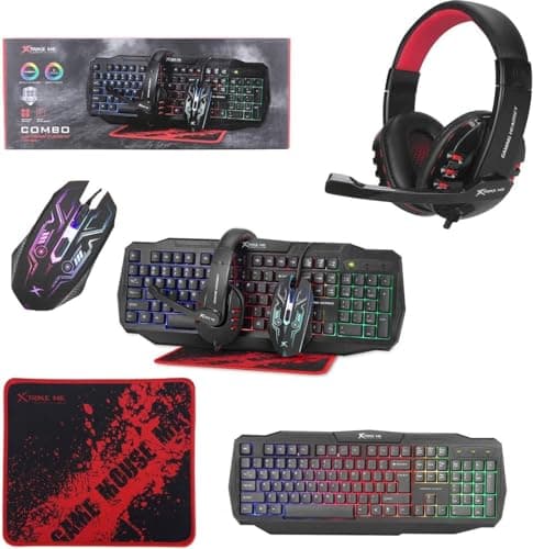 Image of Creative Mind Gaming Keyboard and Mouse and Mouse pad and Gaming Headset, Wired LED RGB Backlight Bundle for PC Gamers Users - 4 in 1 Gift Box Edition Hornet (4 in 1 Gaming Combo)