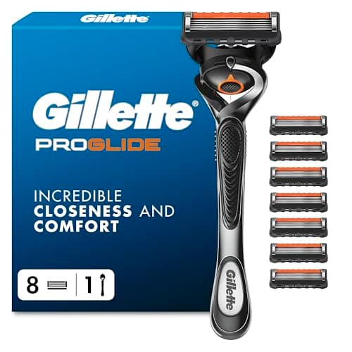 Image of Gillette ProGlide Men’s Razor, 8 Blade Refills, 5 Anti-Friction Blades, FlexBall Technology, Precision Trimmer, Long Lasting Close Shave, Enhanced Lubrastrip, Facial Hair Styling