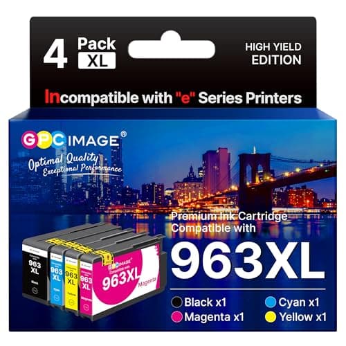 Image of GPC Image 963XL Ink Cartridges Multipack Remanufactured for HP 963 963XL Ink Compatible for HP Officejet Pro 9020 9014 9015 9016 9018 9019 9022 9025 Printers (1 Black 1 Yellow 1 Cyan 1 Magenta,4Pack)