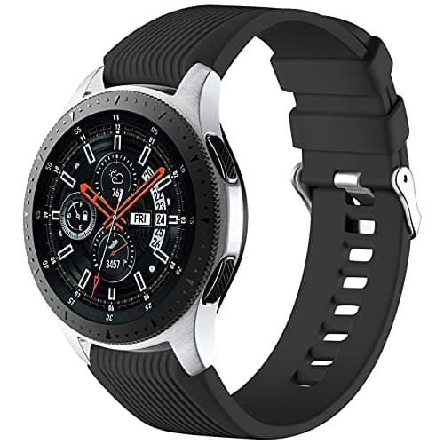 Image of Mastten 22mm Silicone Strap Compatible With Samsung Galaxy Watch 46mm /Galaxy Watch 3 45mm /Gear S3 Frontier/Classic, Soft Silicone Sport Wristband Replacement Straps For Men Women, Black