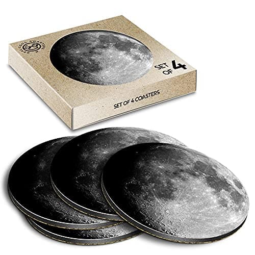 Image of 4 x Eco Boxed Cork Coasters - Moon Planet Space NASA Drink Cup Mug Glass Table Mat #8939
