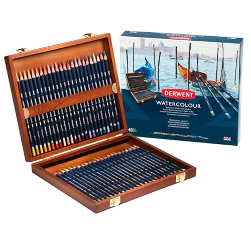Image of Derwent Watercolour Pencils, Painting & Drawing, Set Of 48 In Wooden Gift Box, Ideal For Blending & Layering, Professional Quality, 0700758