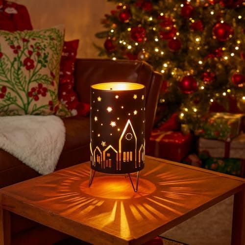Image of Marco Paul Pre-Lit LED Christmas Village Scene Nativity Lantern - 24cm Battery Operated Lantern with Timer - Festive Table Centrepiece, Christmas Decorations - Indoor Christmas Night Light Gift Ideas