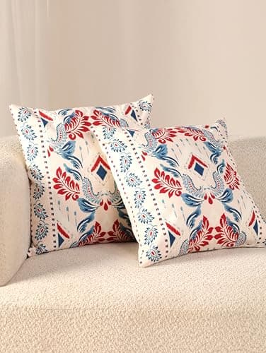 Image of GlammTexa Christmas Cushion Covers 45 x 45 cm Modern Multicolor Cotton Pillo Case Pack Of 2 Decoritive Throw Pillow Cases
