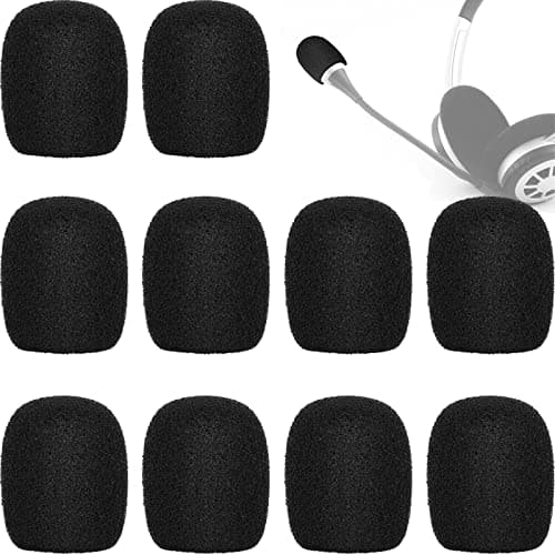 Image of Mini Microphone Headset 10 Pack ChromLives Lapel Headset Microphone Windscreens Foam Covers Microphone Covers Mini Size Color Black