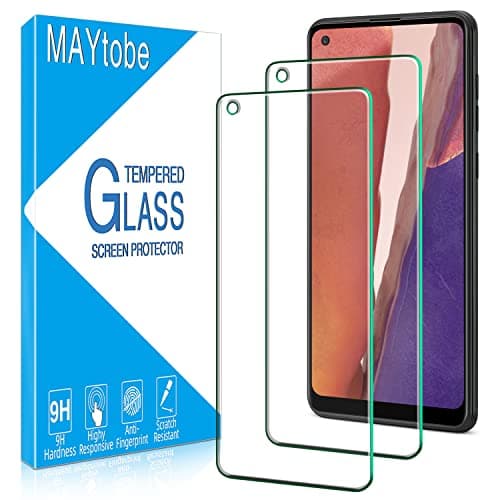 Image of MAYtobe 2 Pack Screen Protector for Samsung Galaxy A21s Tempered Glass, No Bubbles, Anti Scratch, HD Transparent, 9H Hardness, Easy to Install, Case Friendly