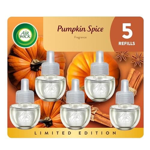 Image of Air Wick Plug in Diffuser Refill, Mulled Wine, Pack 5 x 19ml, Long Lasting Fragrance, Lasts up to 500 days, Plug in Air freshener