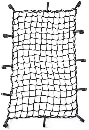 Image of CZC AUTO 56x96.5cm Black Latex Bungee Cargo Net Strech to 112x193cm, Luggage Netting with 5X5cm Small Mesh and 12 Adjustable Plastic Hooks for Rooftop Cargo Carrier Roof Rail Rack Hitch Basket SUV