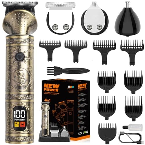 Image of Beard Trimmer Hair Clippers Men,Cordless Rechargeable Hair Trimmer for Men,Premium Professional Barber Grooming Set T-Blade Electric Shaver Razor Nose Body Trimmer for Cordless Grooming Kit 4 in 1