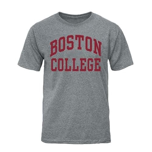 Image of Ivysport Short Sleeve Adult Grey T-Shirt with Classic Arch Logo, Grey, Unisex, Boston College Eagles - Charcoal Grey, XXL