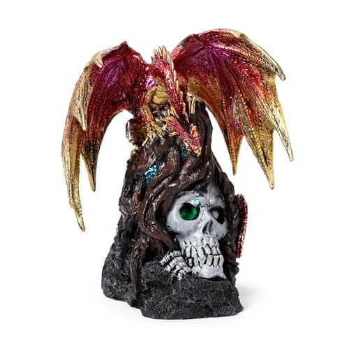 Image of Puckator Dark Legends Keeper of the Death Gate Ruby Dragon - Cute Room Decor - Aesthetic Feng Shui Meditation Accessories - Garden Ornaments - Shelf Desk Decorations - Mindfulness Home Gifts Statues