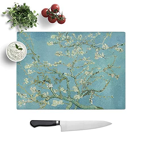 Image of Almond Blossom Branches Vol.1 by Vincent Van Gogh - Textured Chopping Board - Worktop Saver - Cutting Board - Heat Resistant, Shatterproof and Hygenic - 28.5 x 20 cm